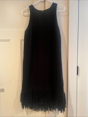 Banana Republic Black Sleeveless Fringe Hem Mini Dress